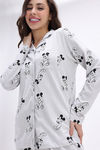 Zivame Mickey Mouse Knit Cotton Pyjama Set - Vapor Blue — thumbnail 5